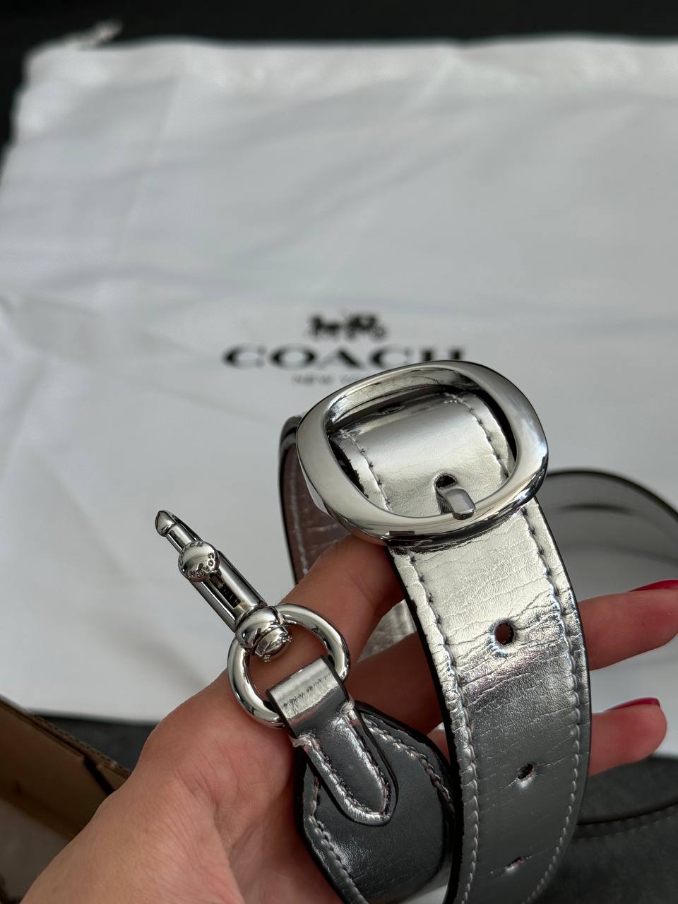 Coach Tabby Small Chain Bag in Metallic Leather - 7