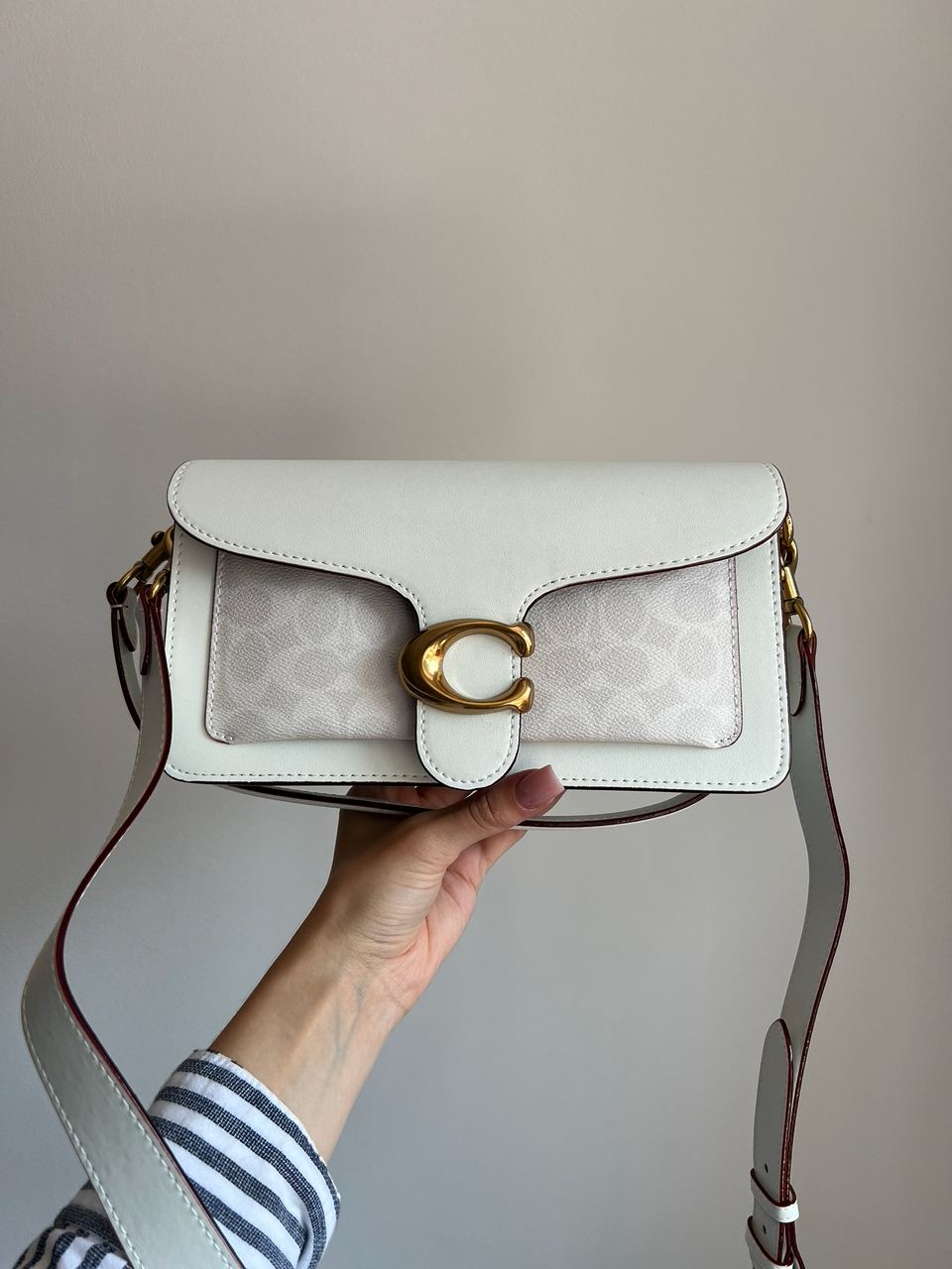 Coach Tabby White/Gold Shoulder Bag 26 In Signature Canvas - 2