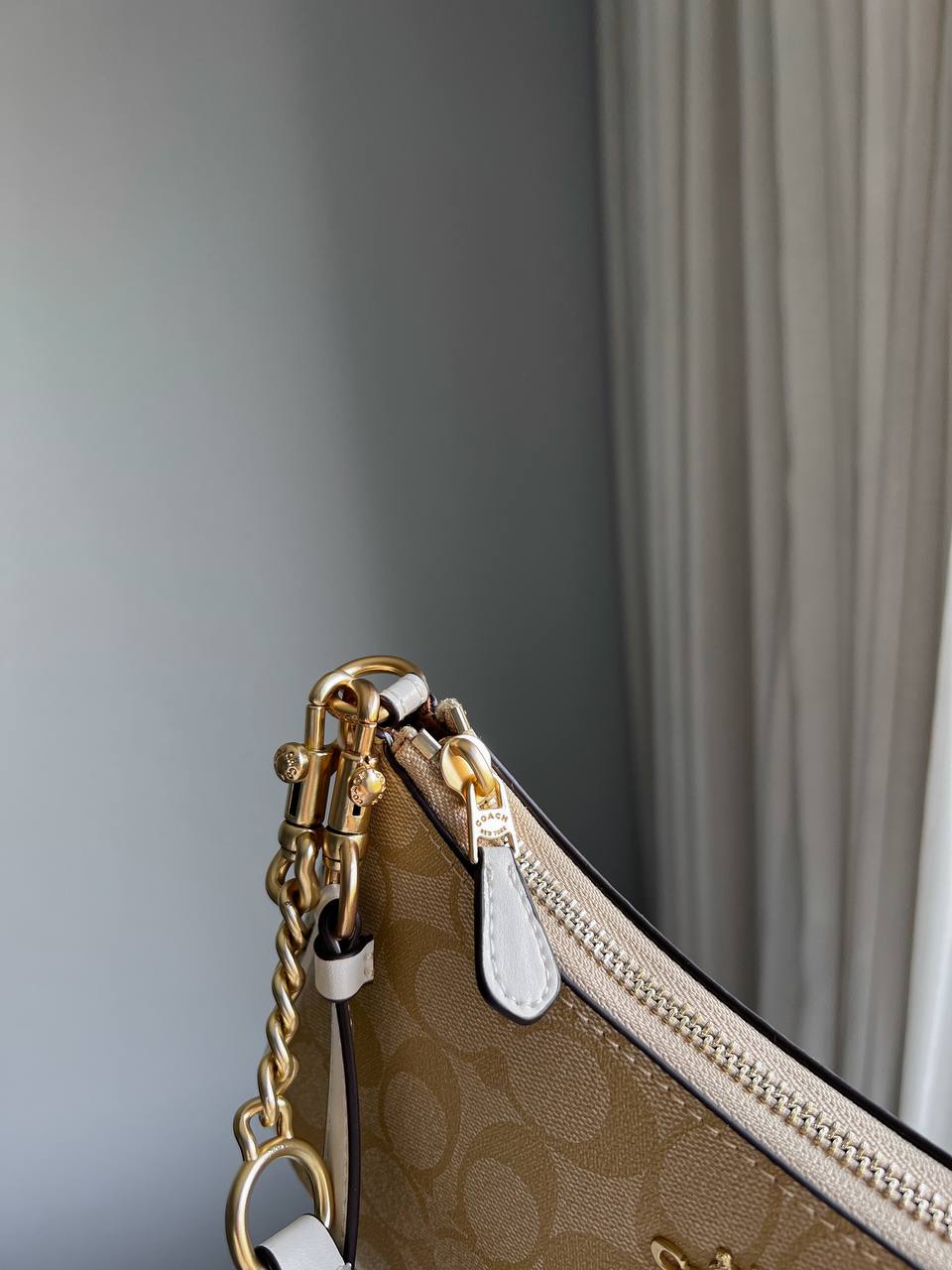 Coach Teri Caramel Shoulder Bag In Signature Canvas - 12