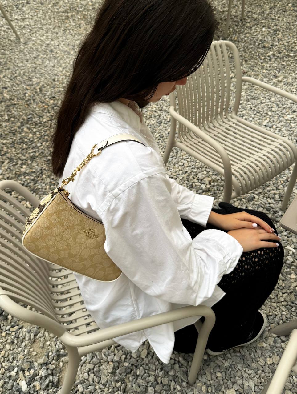 Coach Teri Caramel Shoulder Bag In Signature Canvas - 7