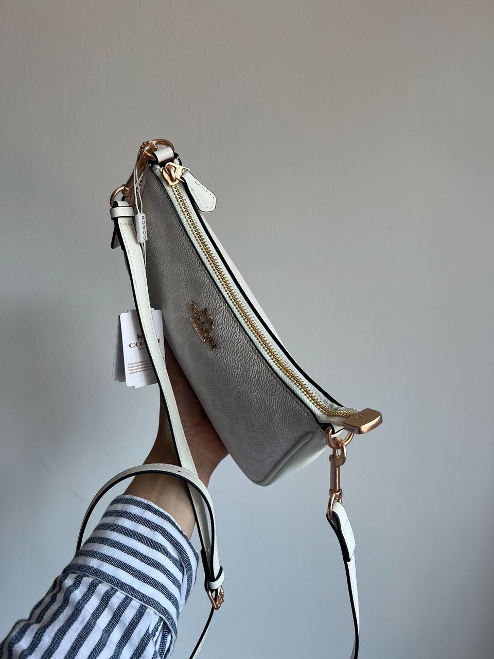 Coach Teri White Shoulder Bag In Signature Canvas - 6