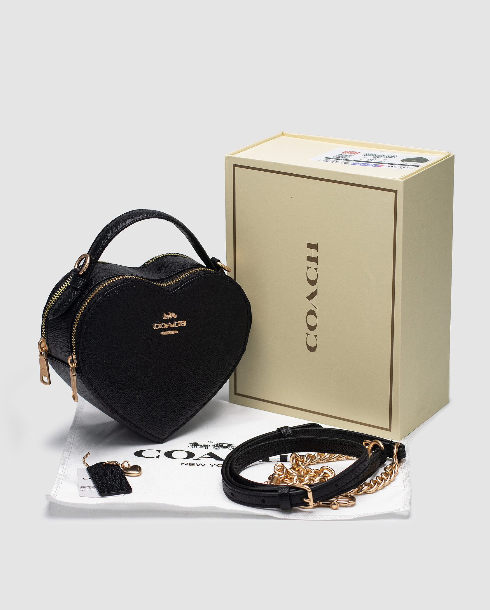 Coach Valentine's Black Crossgrain Leather Heart Crossbody Bag - 4