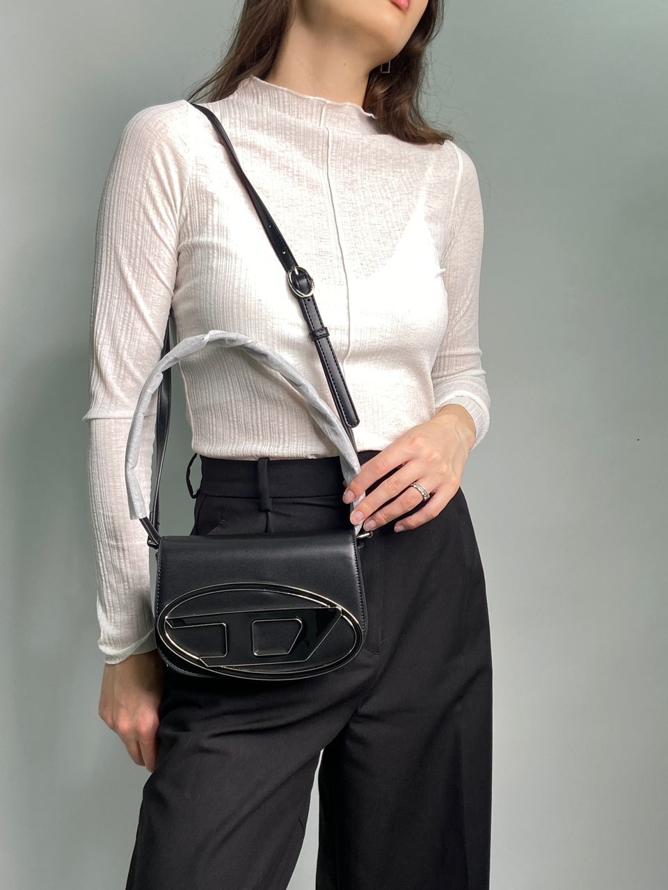 DIESEL 1DR Iconic Shoulder Bag Black - 7