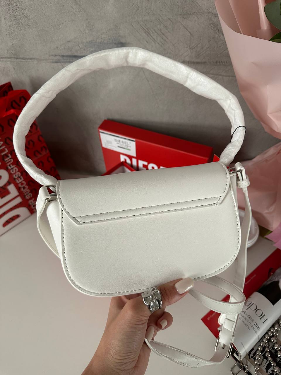 Diesel 1DR Iconic Shoulder Bag White - 2