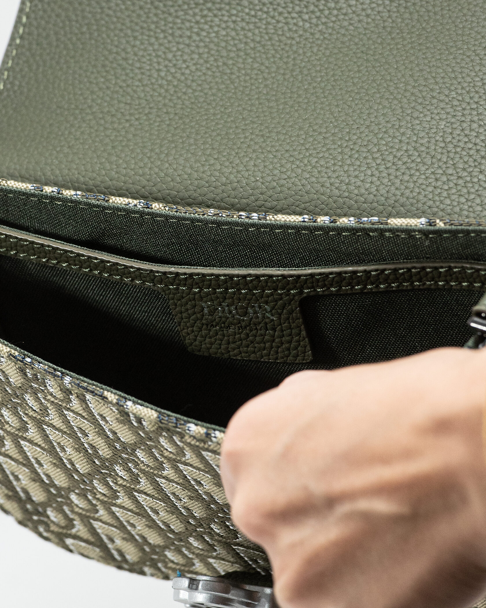 Dior Bobby Small Bag in Olive Green Oblique Jacquard - 12