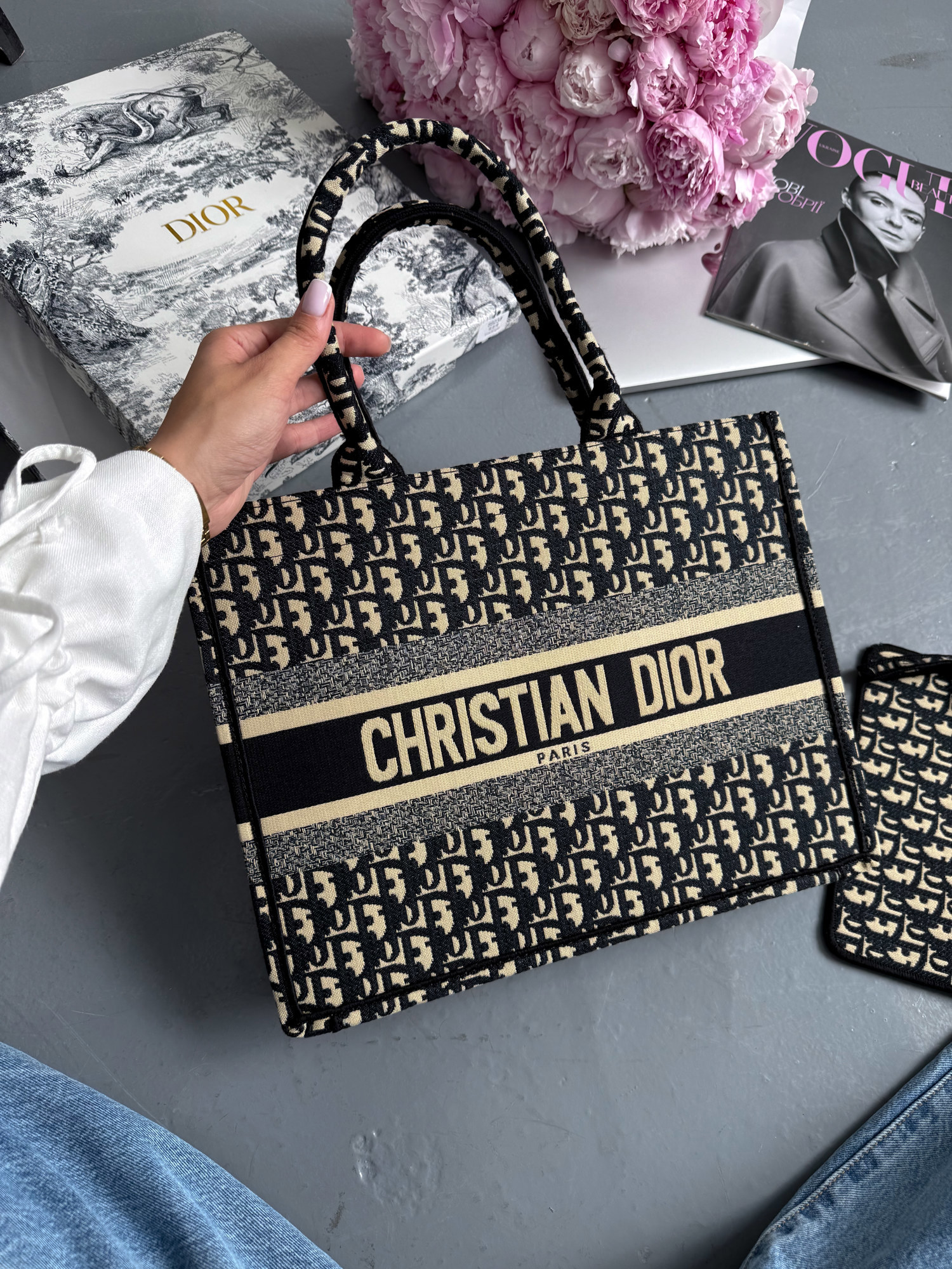 Dior Book Tote Blue Dior Oblique Embroidery [оригінальна коробка