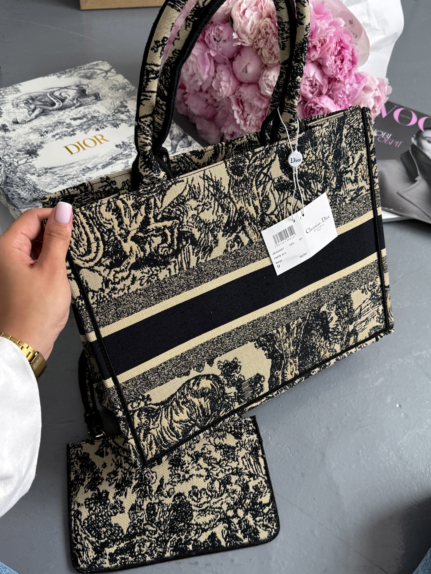 Dior Book Tote Ecru and Blue Dior Oblique Embroidery [оригінальн - 5