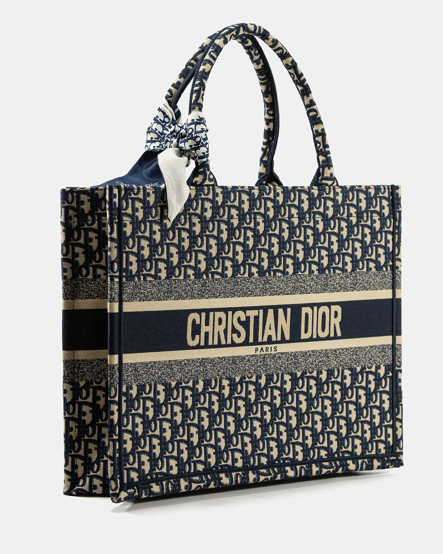Dior Large Book Tote Ecru and Blue Dior Oblique Embroidery - 4