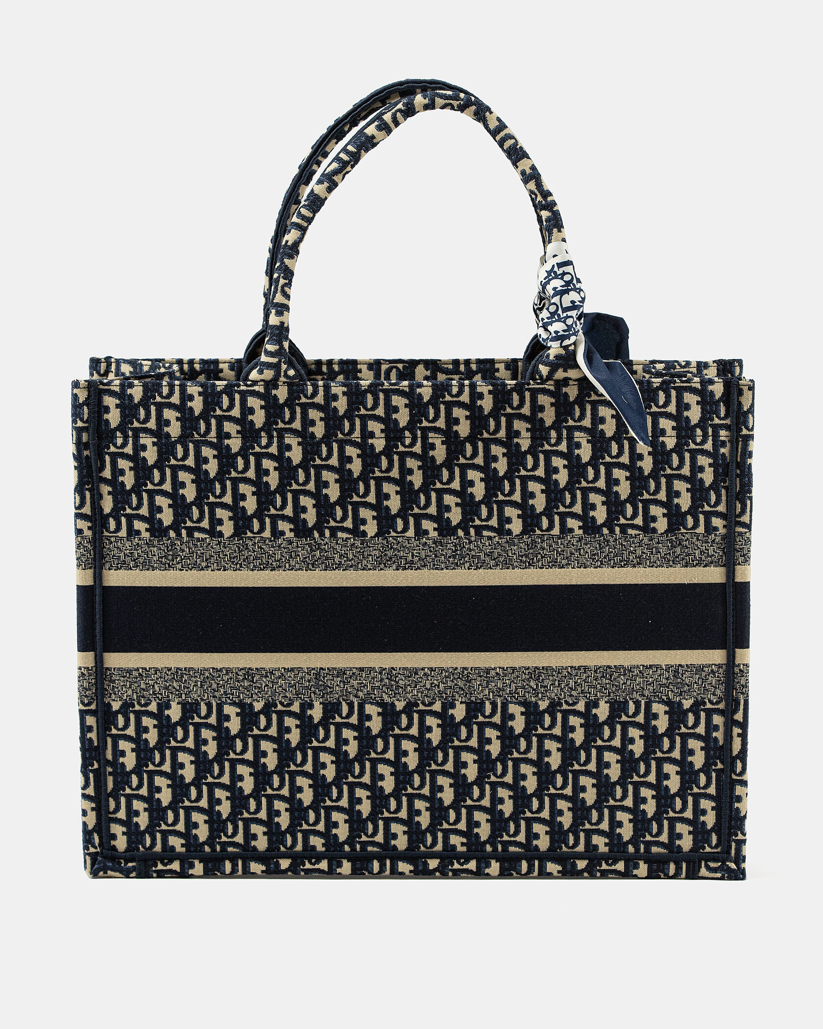 Dior Large Book Tote Ecru and Blue Dior Oblique Embroidery - 9
