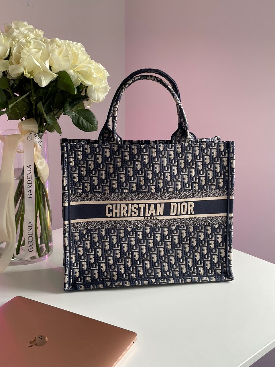 Dior Large Book Tote Ecru and Blue Dior Oblique Embroidery - 8