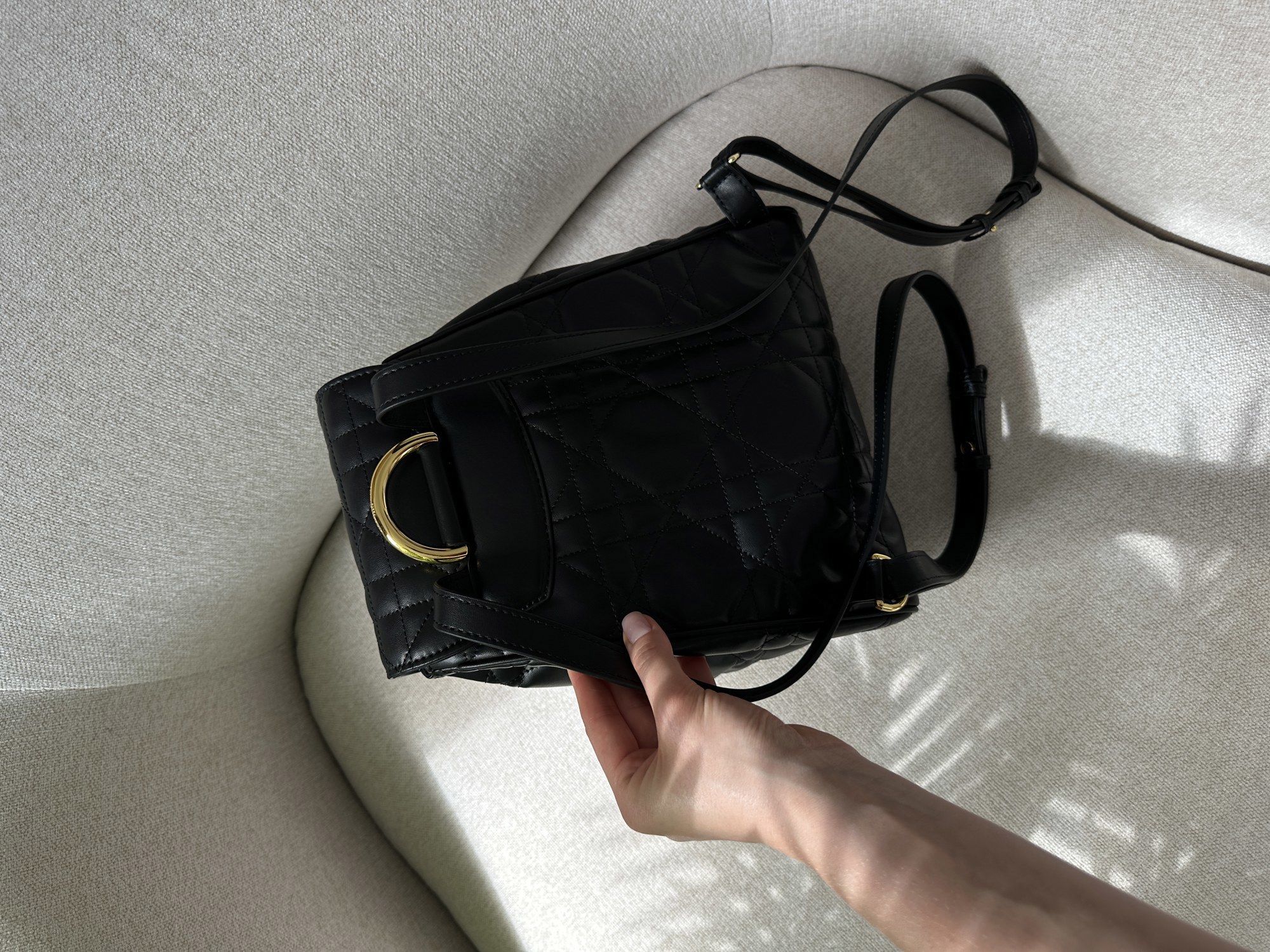 Dior Medium Caro Backpack Black Macrocannage Lambskin - 13