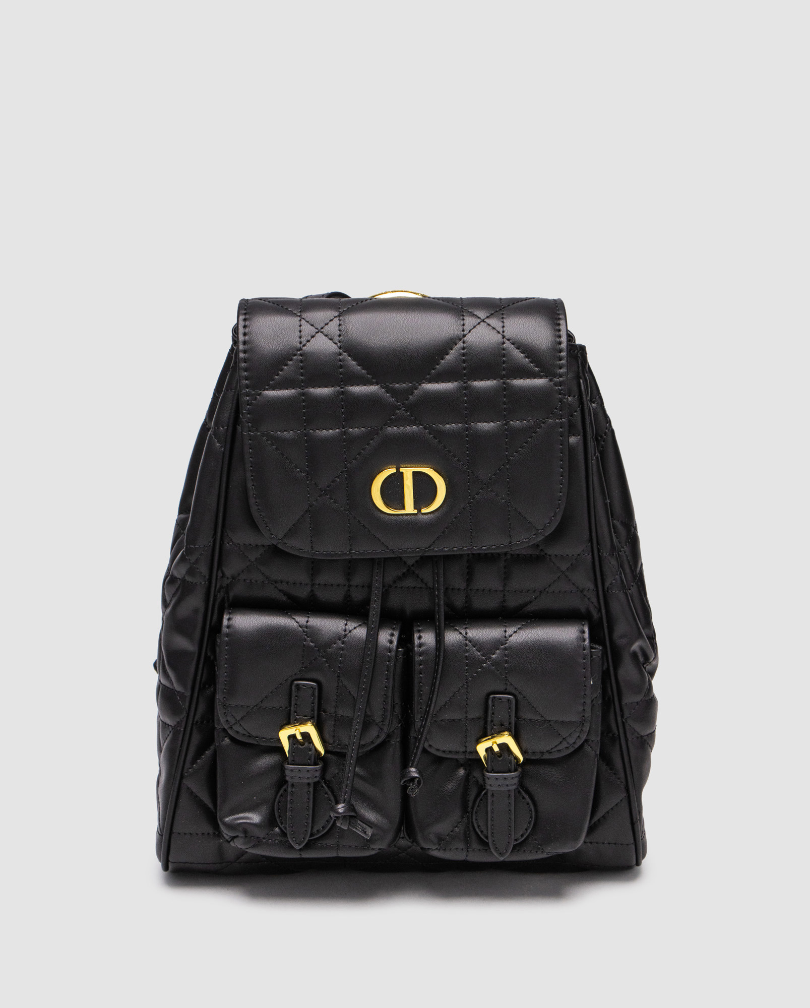 Dior Medium Caro Backpack Black Macrocannage Lambskin