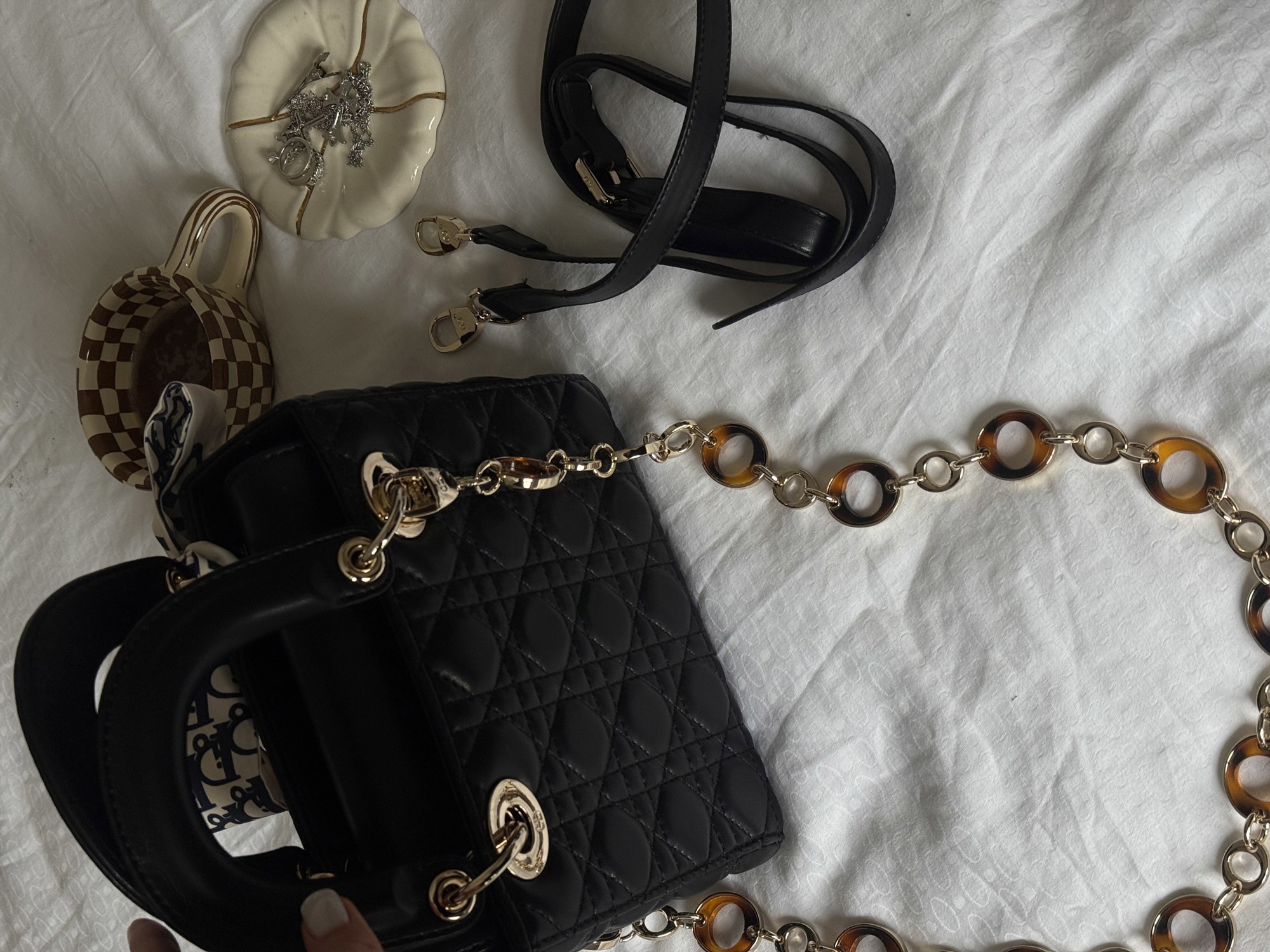 Dior Mini Lady Dior Bag Black/Gold - 7