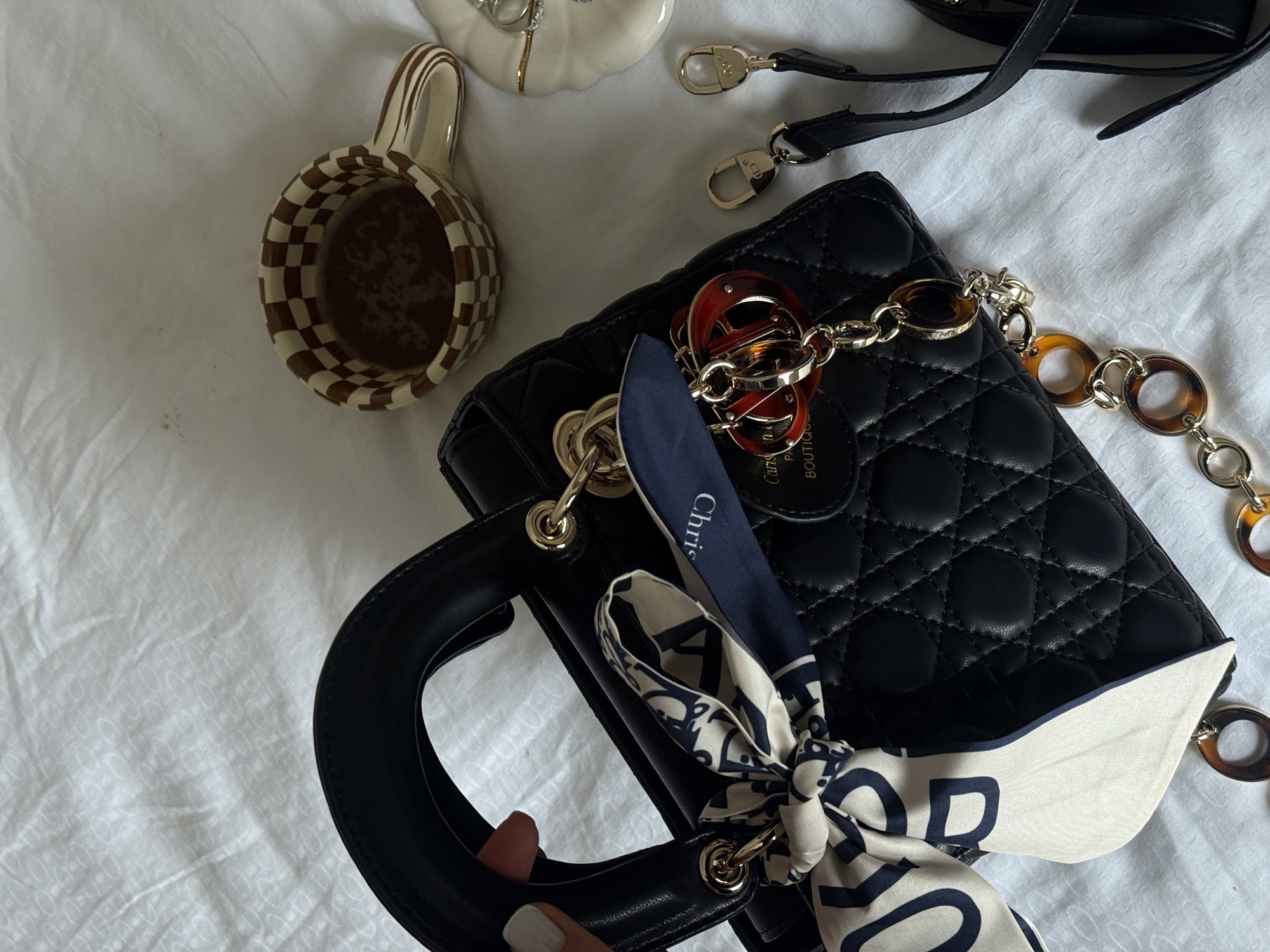 Dior Mini Lady Dior Bag Black/Gold - 12