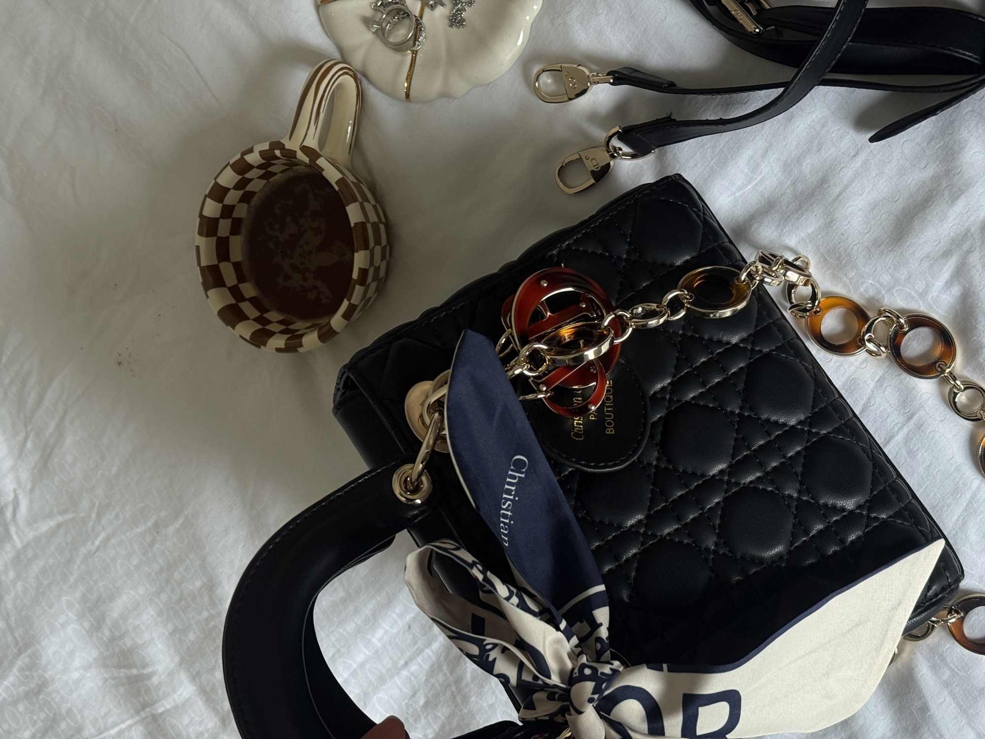 Dior Mini Lady Dior Bag Black/Gold - 13