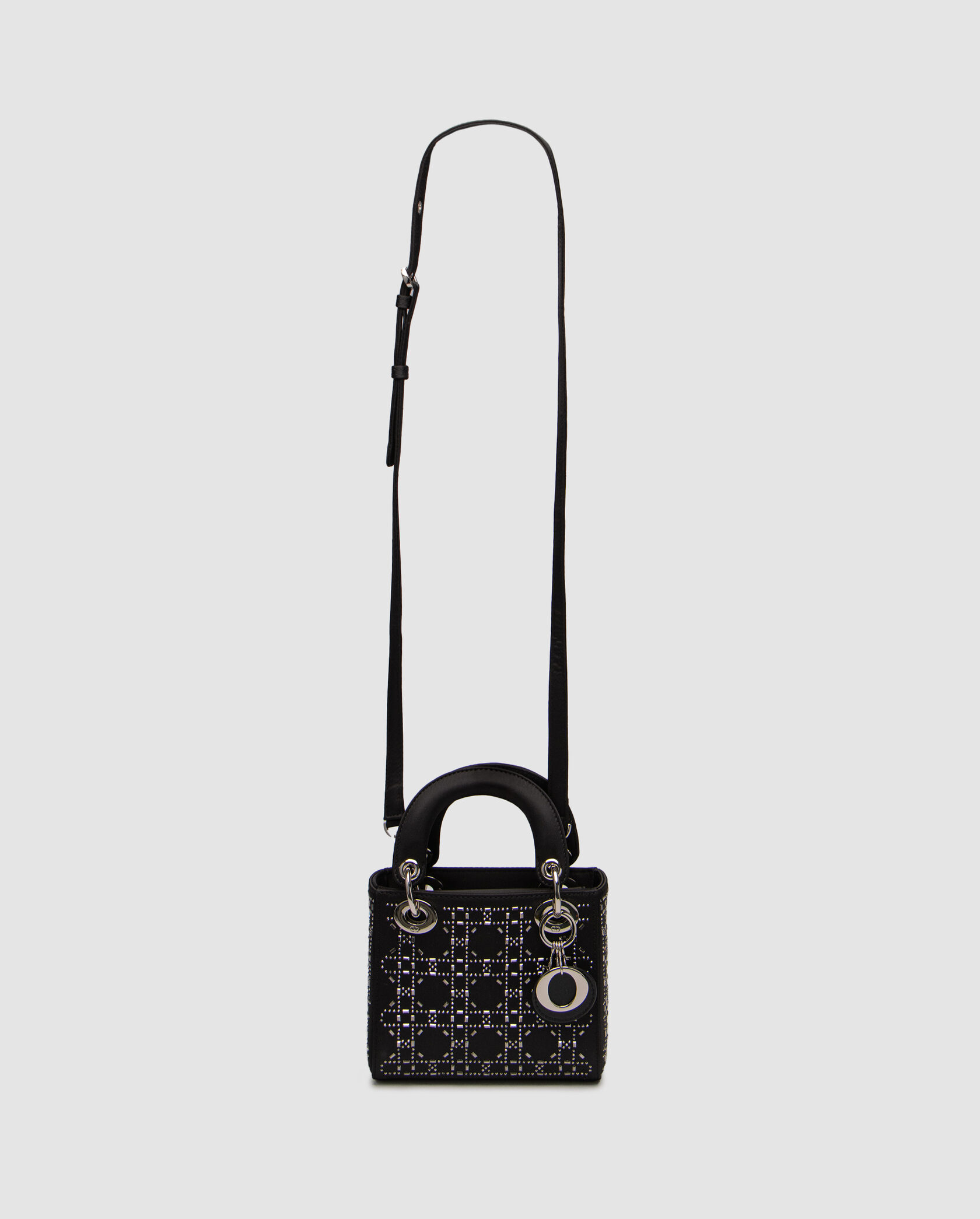 Dior Mini Lady Dior Bag Black Strass Cannage Satin - 3