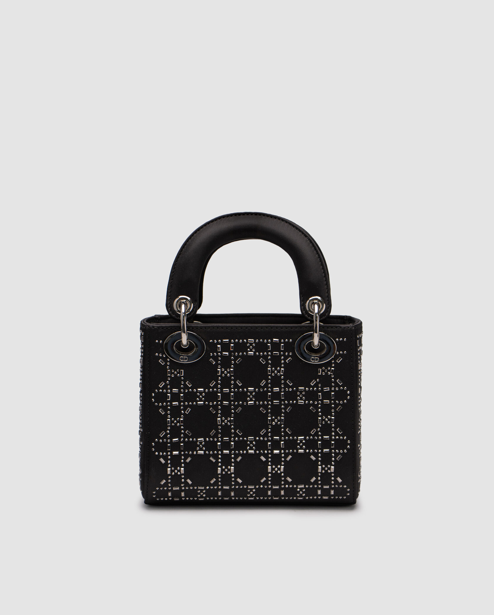 Dior Mini Lady Dior Bag Black Strass Cannage Satin - 4