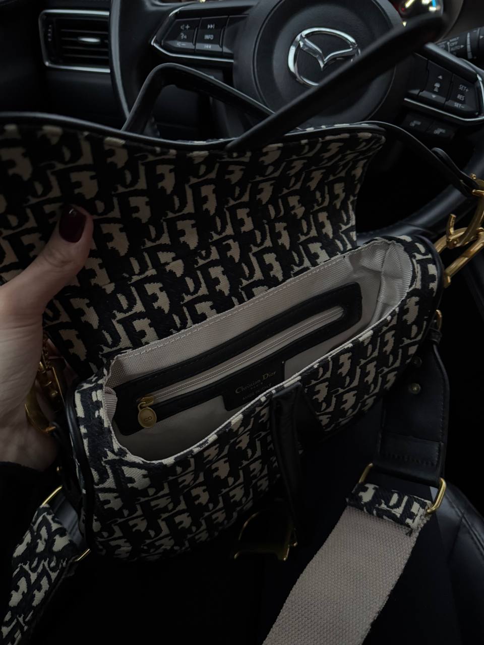 Dior Saddle Bag with Strap Black Dior Oblique Jacquard - 12