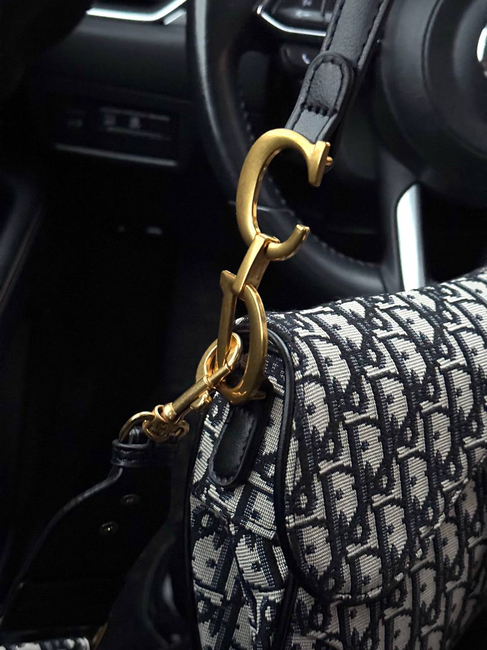 Dior Saddle Bag with Strap Black Dior Oblique Jacquard - 9