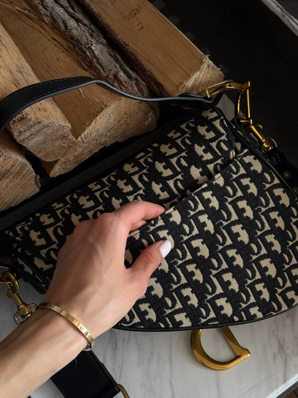 Dior Saddle Bag with Strap Black Dior Oblique Jacquard - 13