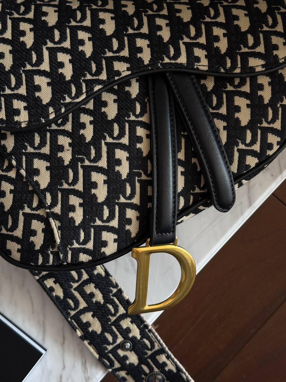 Dior Saddle Bag with Strap Black Dior Oblique Jacquard - 8