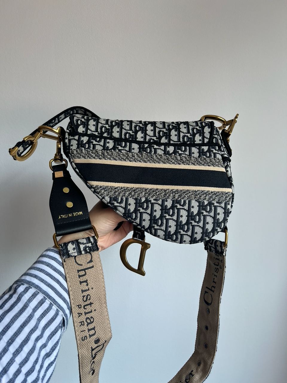 Dior Saddle Bag with Strap Blue Dior Oblique Jacquard - 3