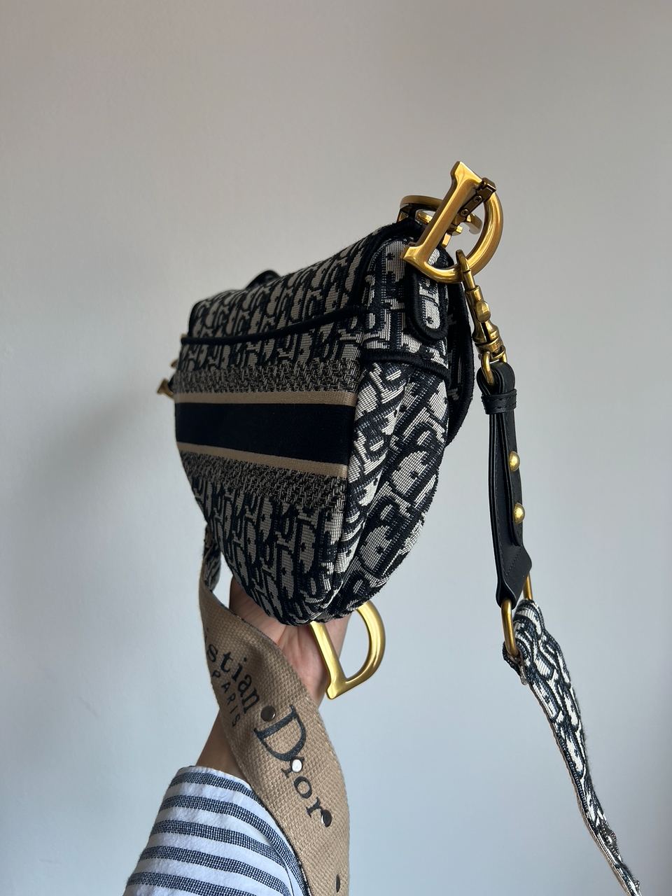 Dior Saddle Bag with Strap Blue Dior Oblique Jacquard - 4