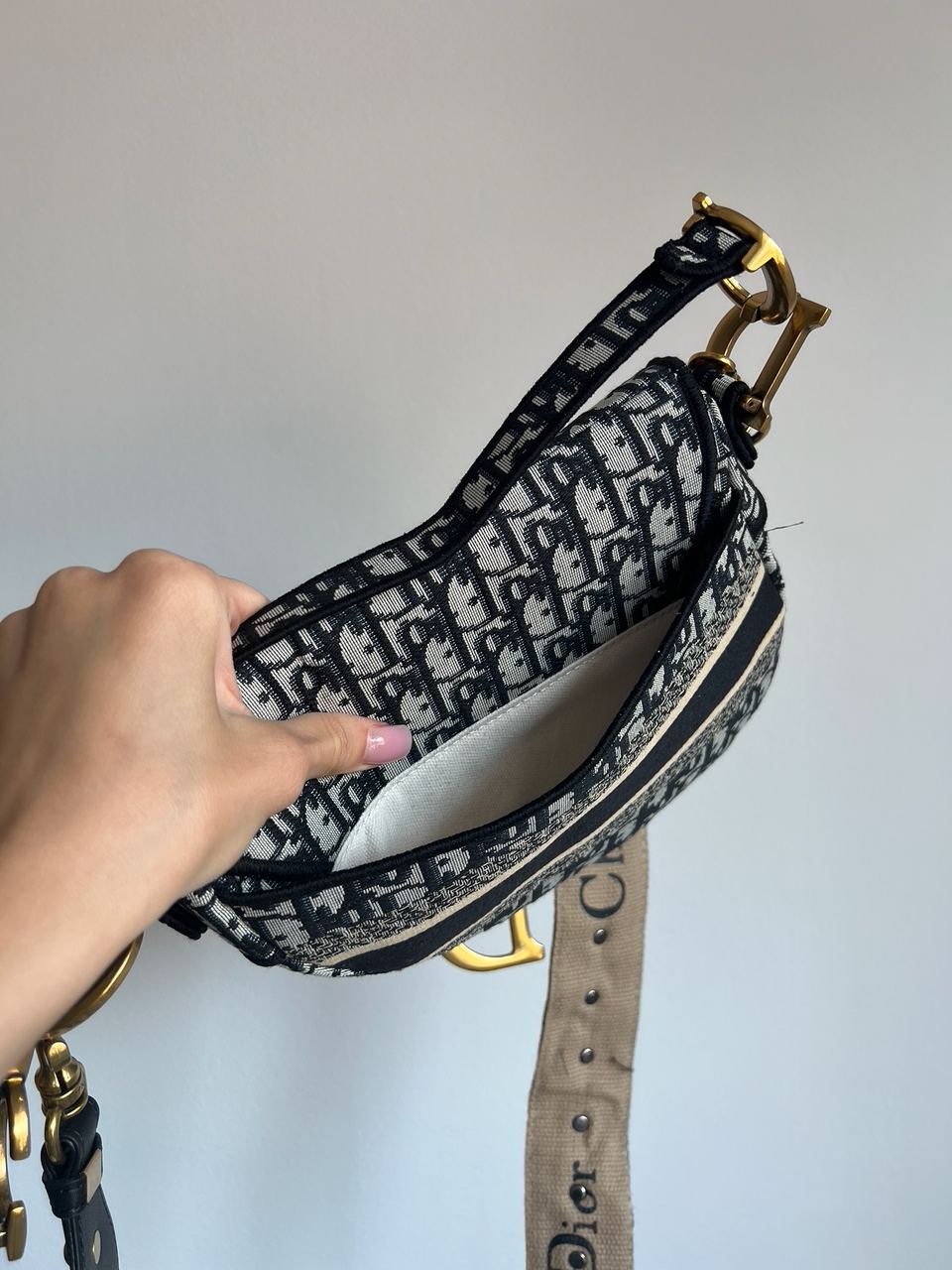 Dior Saddle Bag with Strap Blue Dior Oblique Jacquard - 9