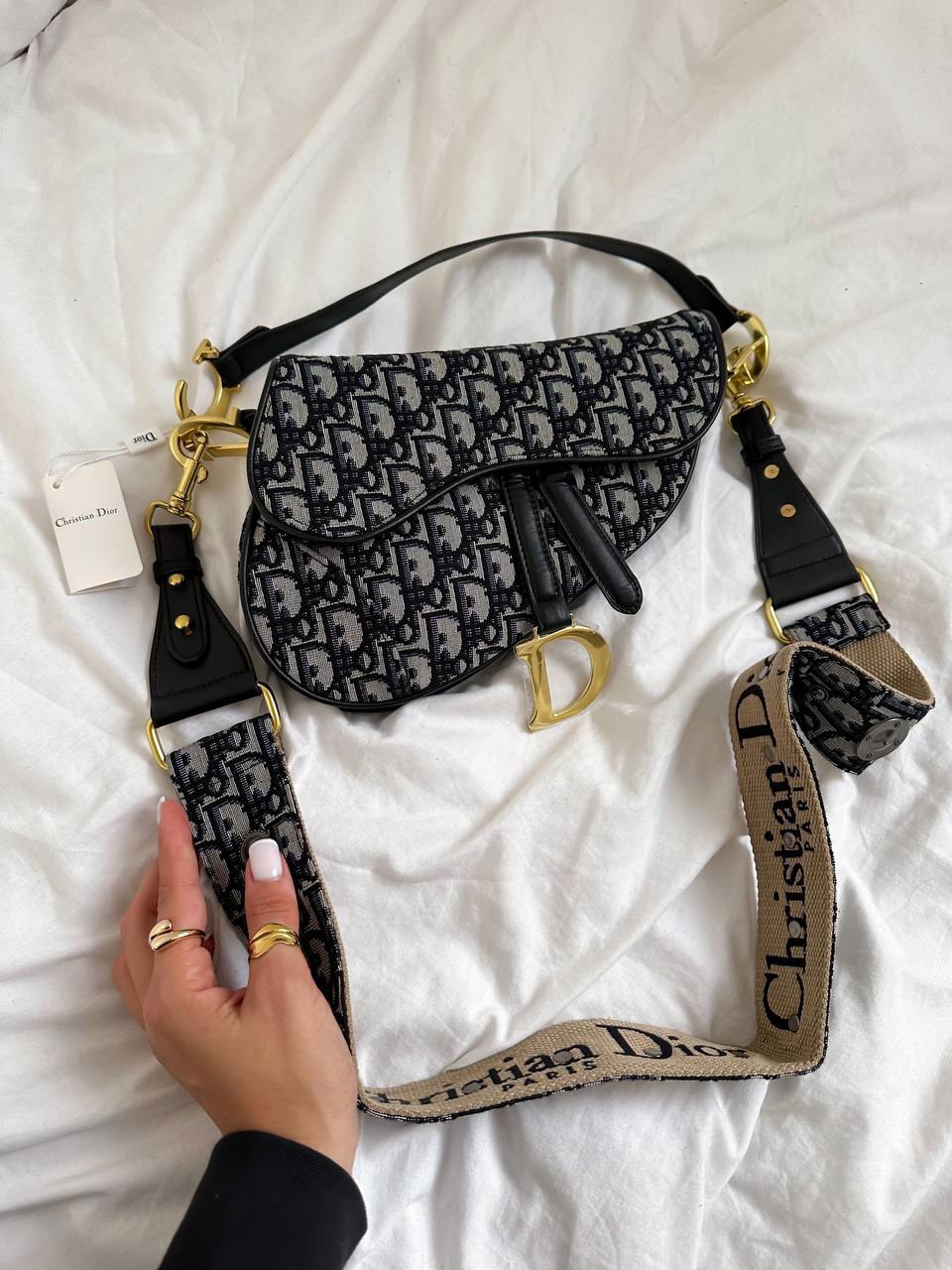 Dior Saddle Bag with Strap Blue Dior Oblique Jacquard [звичайн - 3