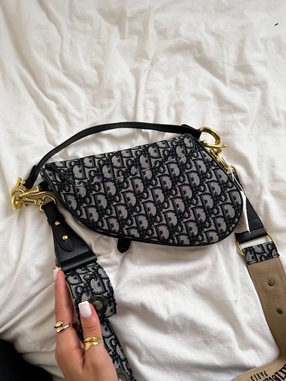Dior Saddle Bag with Strap Blue Dior Oblique Jacquard [звичайн - 2