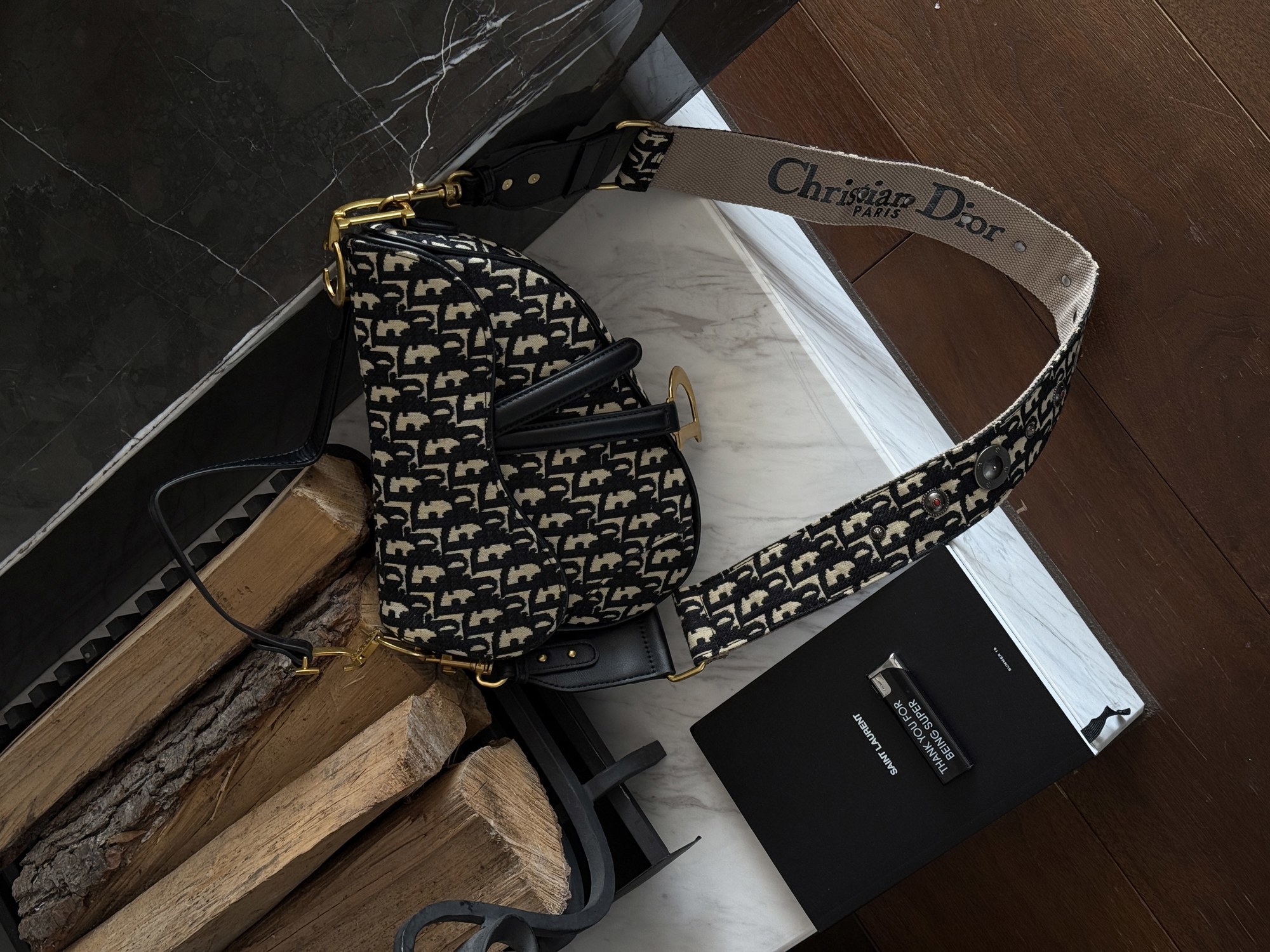 Dior Saddle Bag with Strap Blue Dior Oblique Jacquard [коробка к - 15