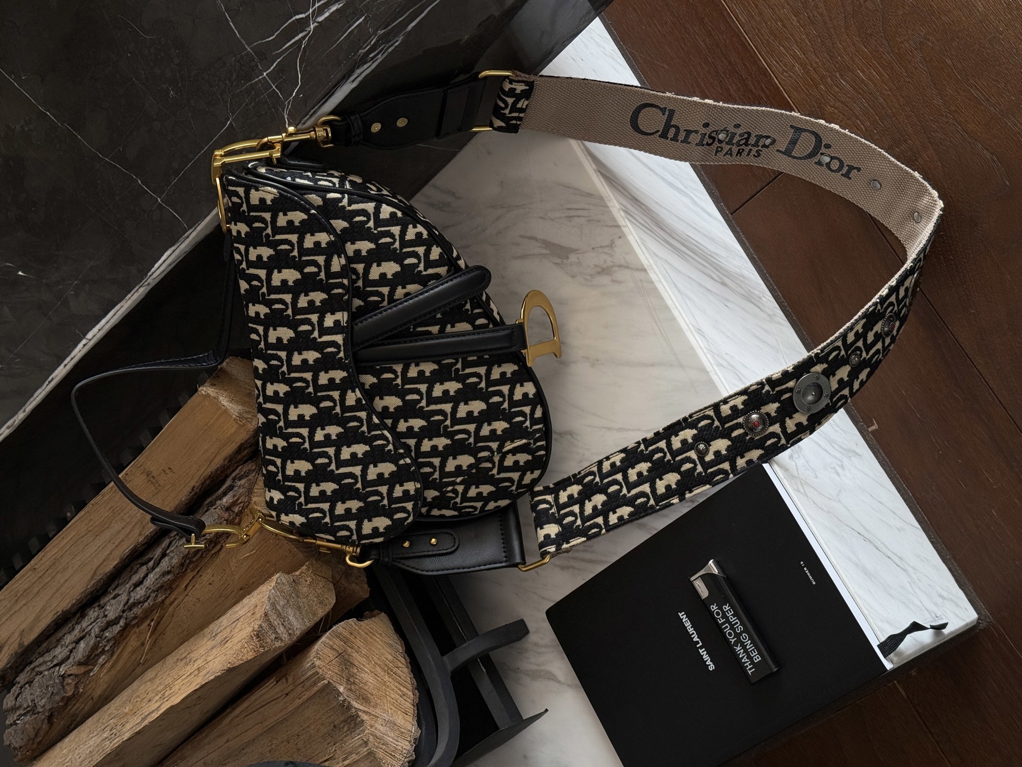 Dior Saddle Bag with Strap Blue Dior Oblique Jacquard [коробка к - 13