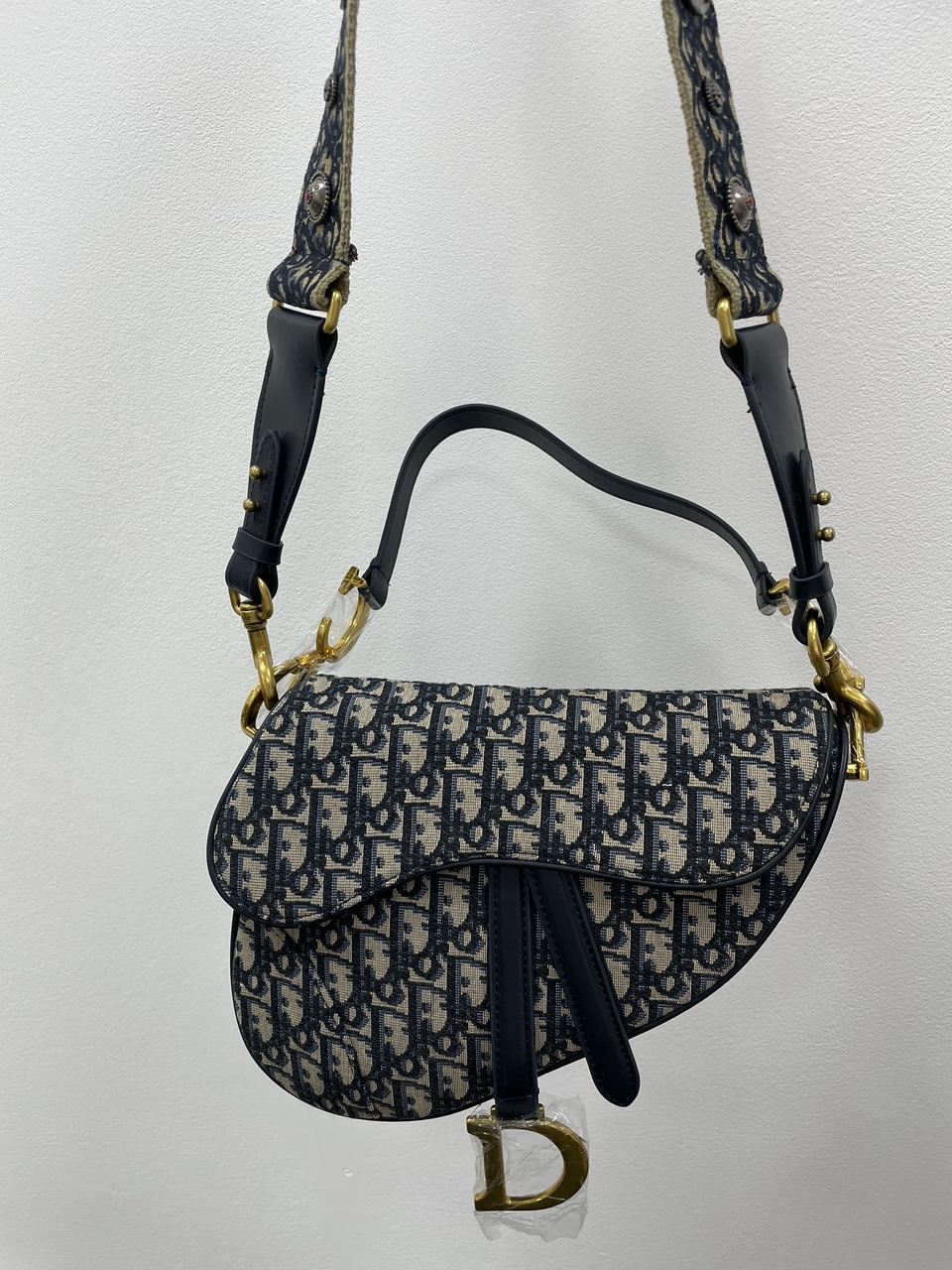 Dior Saddle Bag with Strap Blue Dior Oblique Jacquard - 4