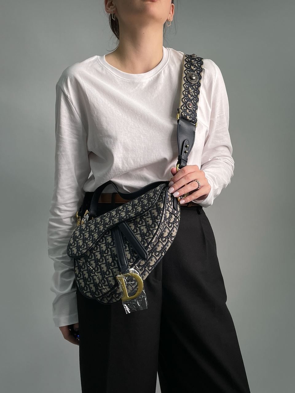 Dior Saddle Bag with Strap Blue Dior Oblique Jacquard - 5