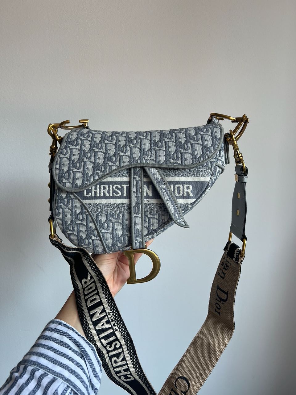 Dior Saddle Bag with Strap Grey Dior Oblique Jacquard - 2