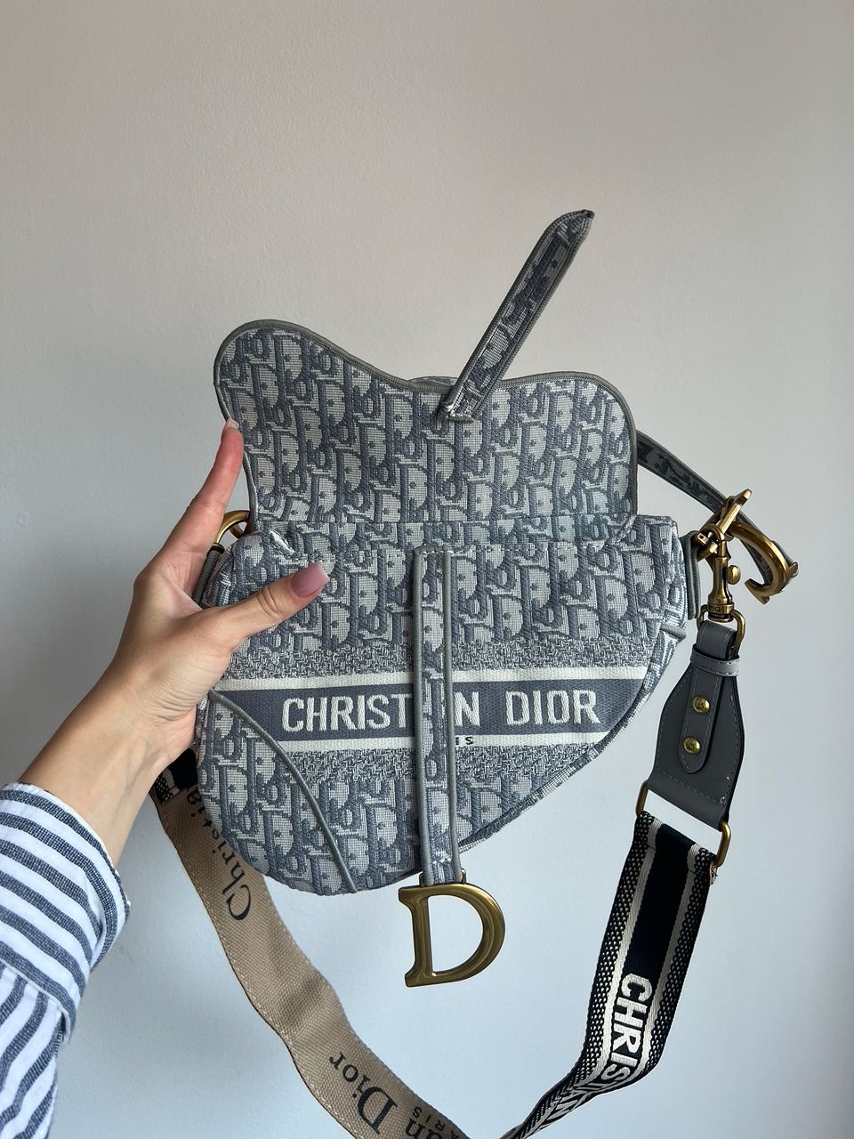 Dior Saddle Bag with Strap Grey Dior Oblique Jacquard - 4