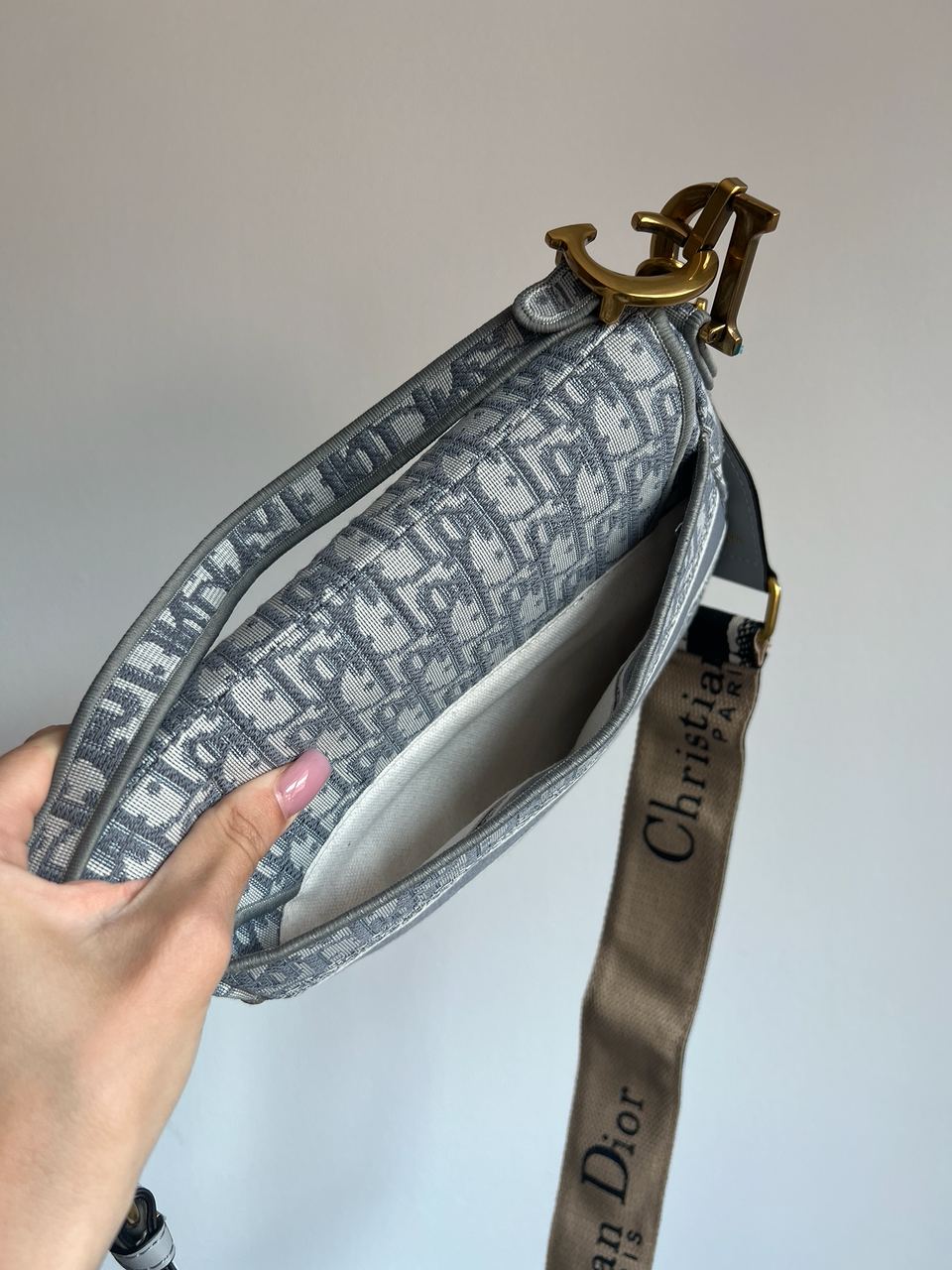 Dior Saddle Bag with Strap Grey Dior Oblique Jacquard - 6