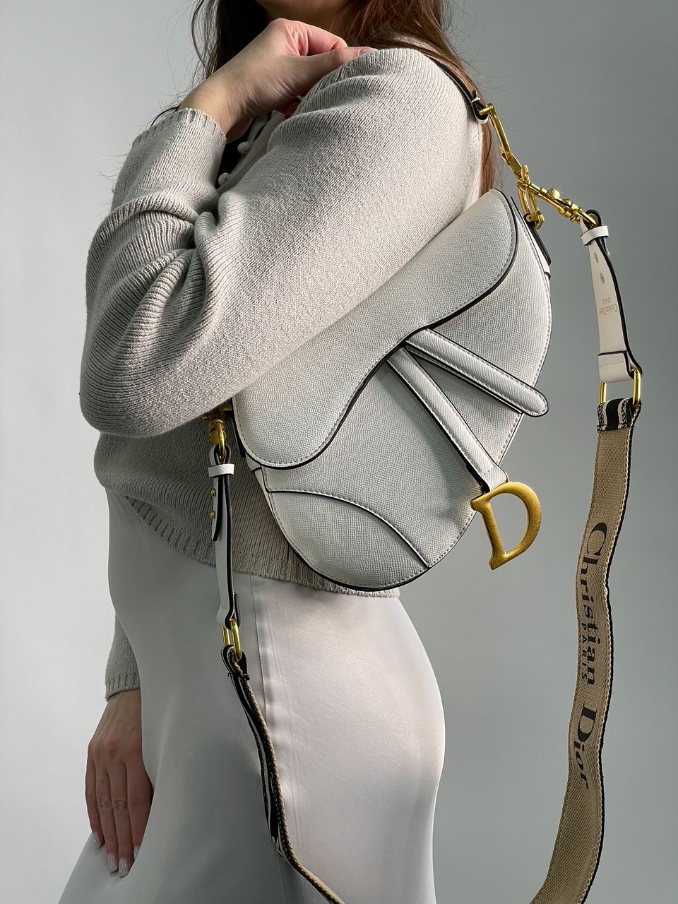 Dior Saddle Bag with Strap Latte Grained Calfskin - 8