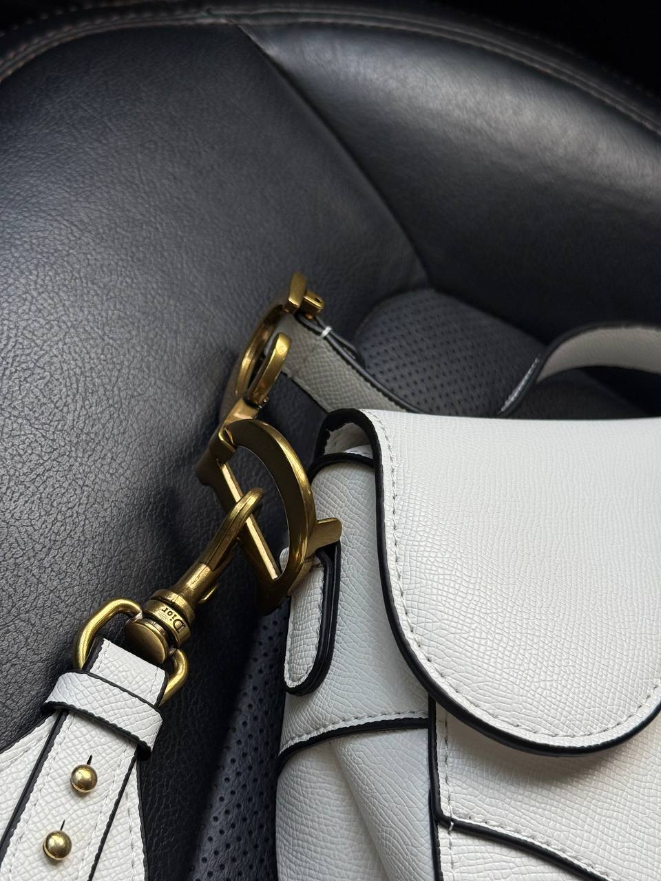 Dior Saddle Bag with Strap Milk Grained Calfskin - 10