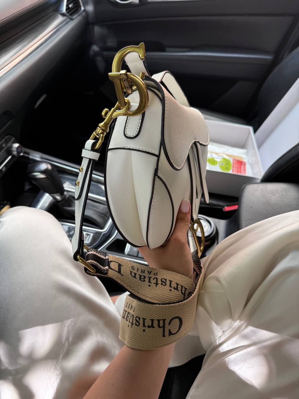 Dior Saddle Bag with Strap Milk Grained Calfskin - 8