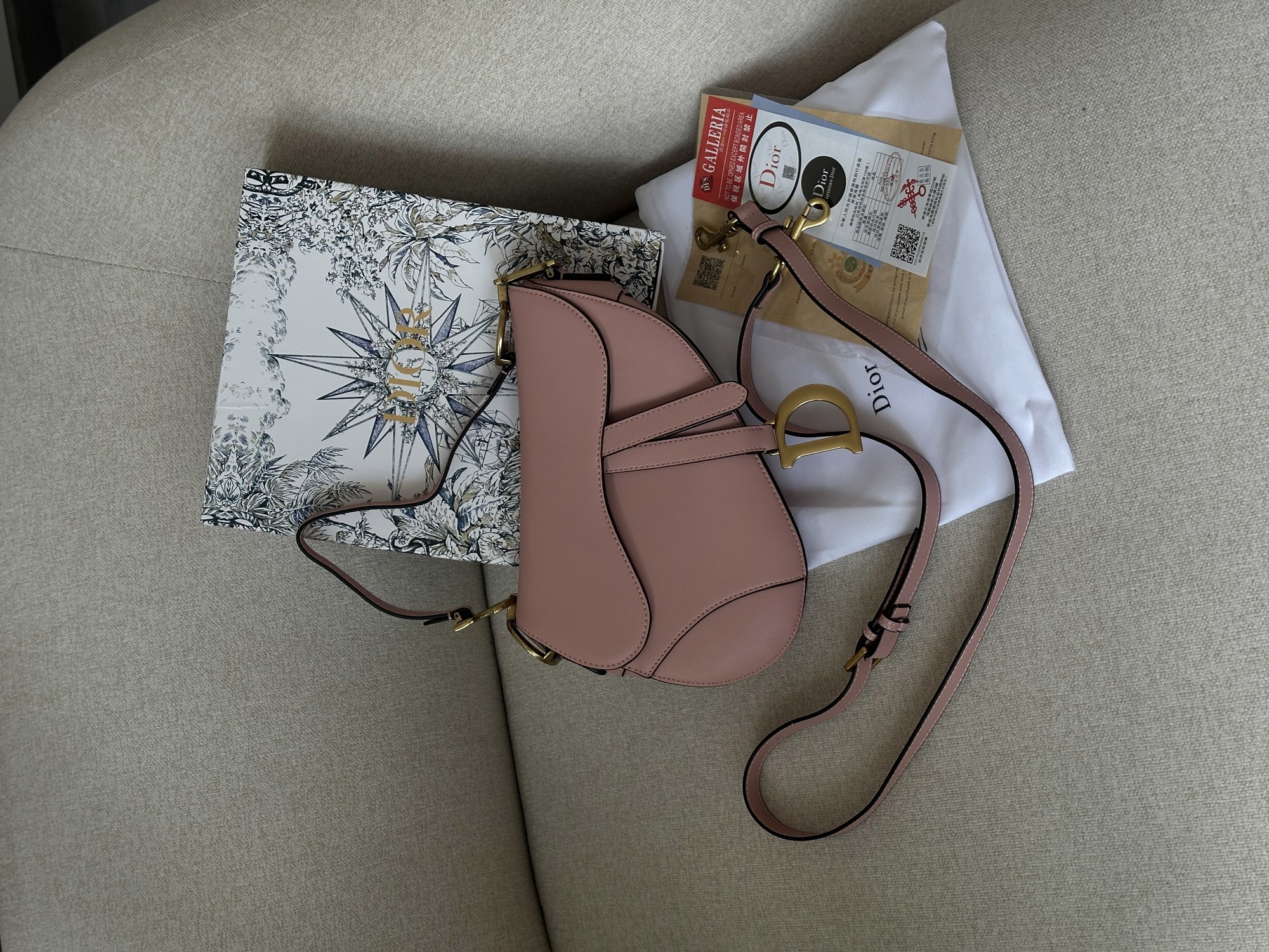 Dior Saddle Bag with Strap Smooth Calfskin Blush - 12