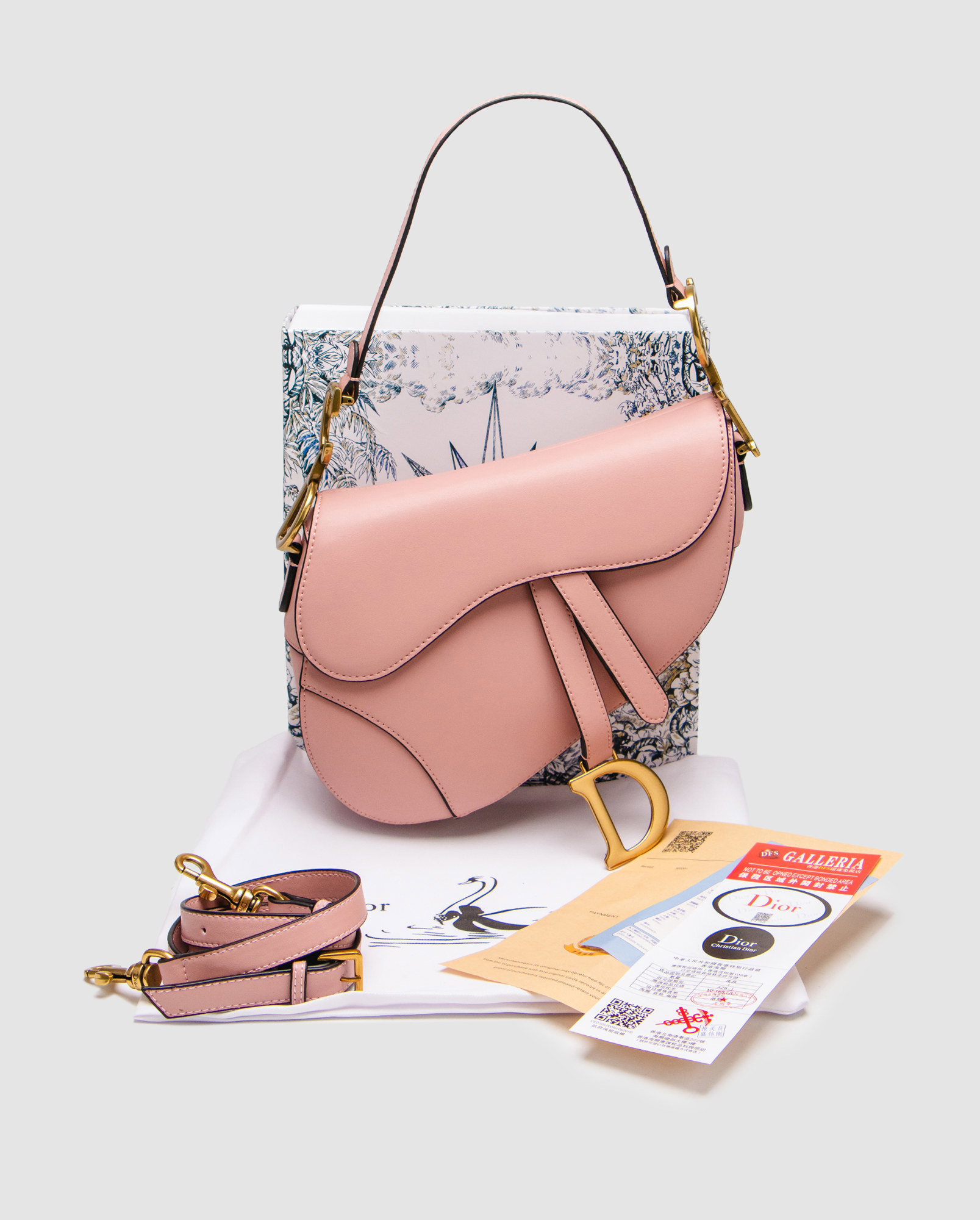 Dior Saddle Bag with Strap Smooth Calfskin Blush - 6