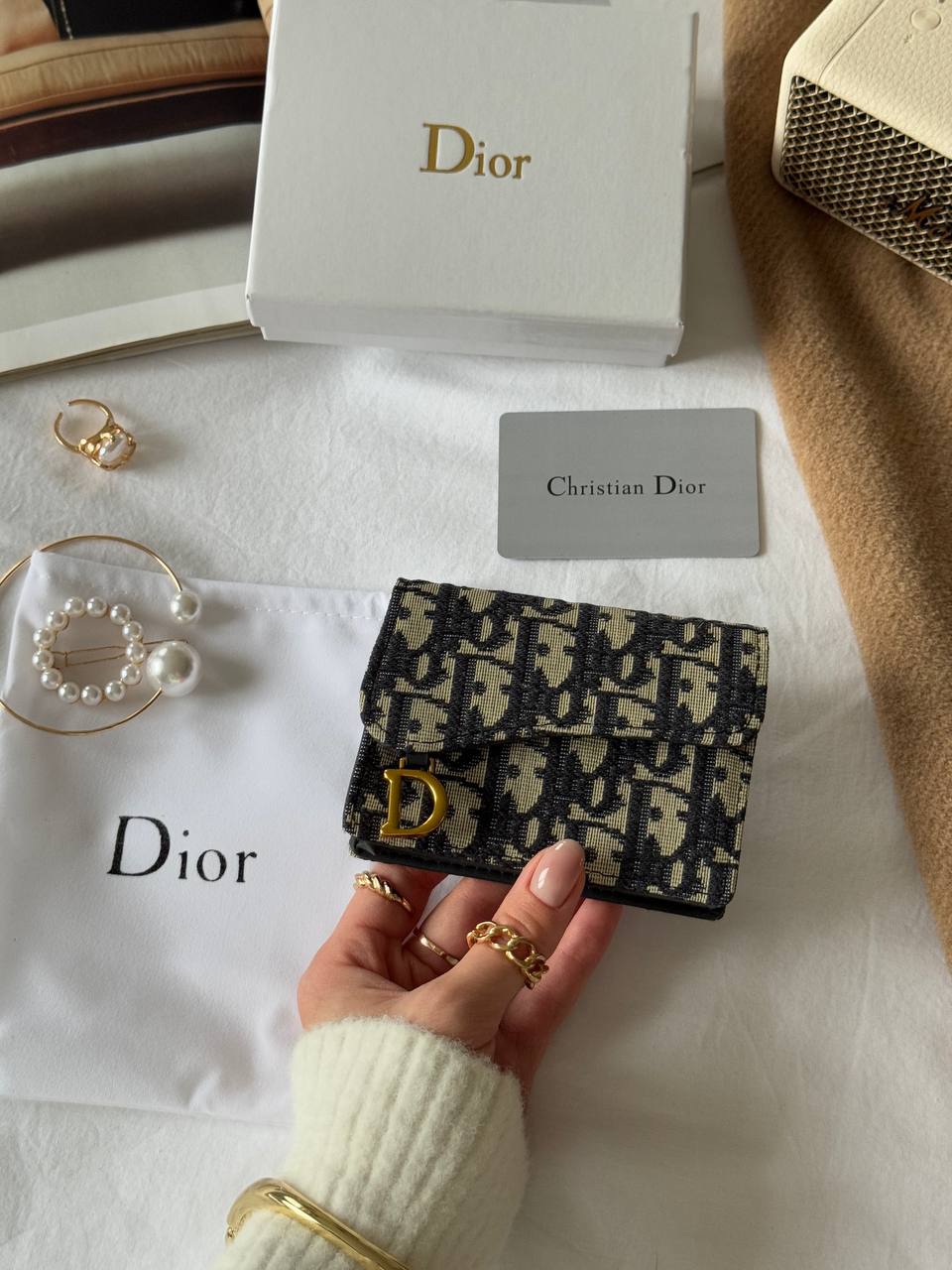 Dior Saddle Jasmine Gusset Card Holder Blue Dior Oblique Jacquard - 3