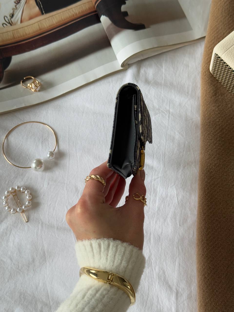 Dior Saddle Jasmine Gusset Card Holder Blue Dior Oblique Jacquard - 6