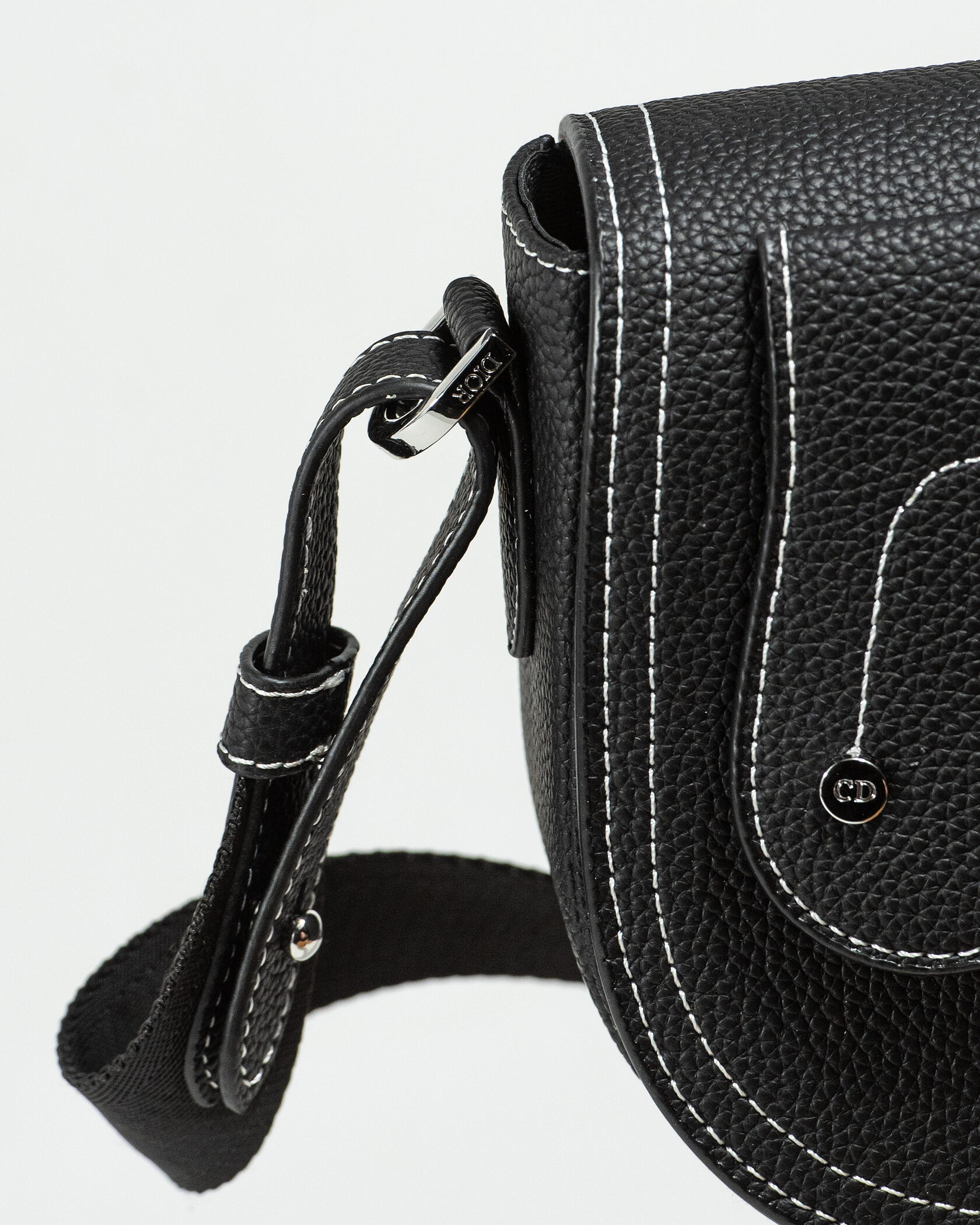 Dior Saddle Messenger Bag in Black Grained Calfskin - 10
