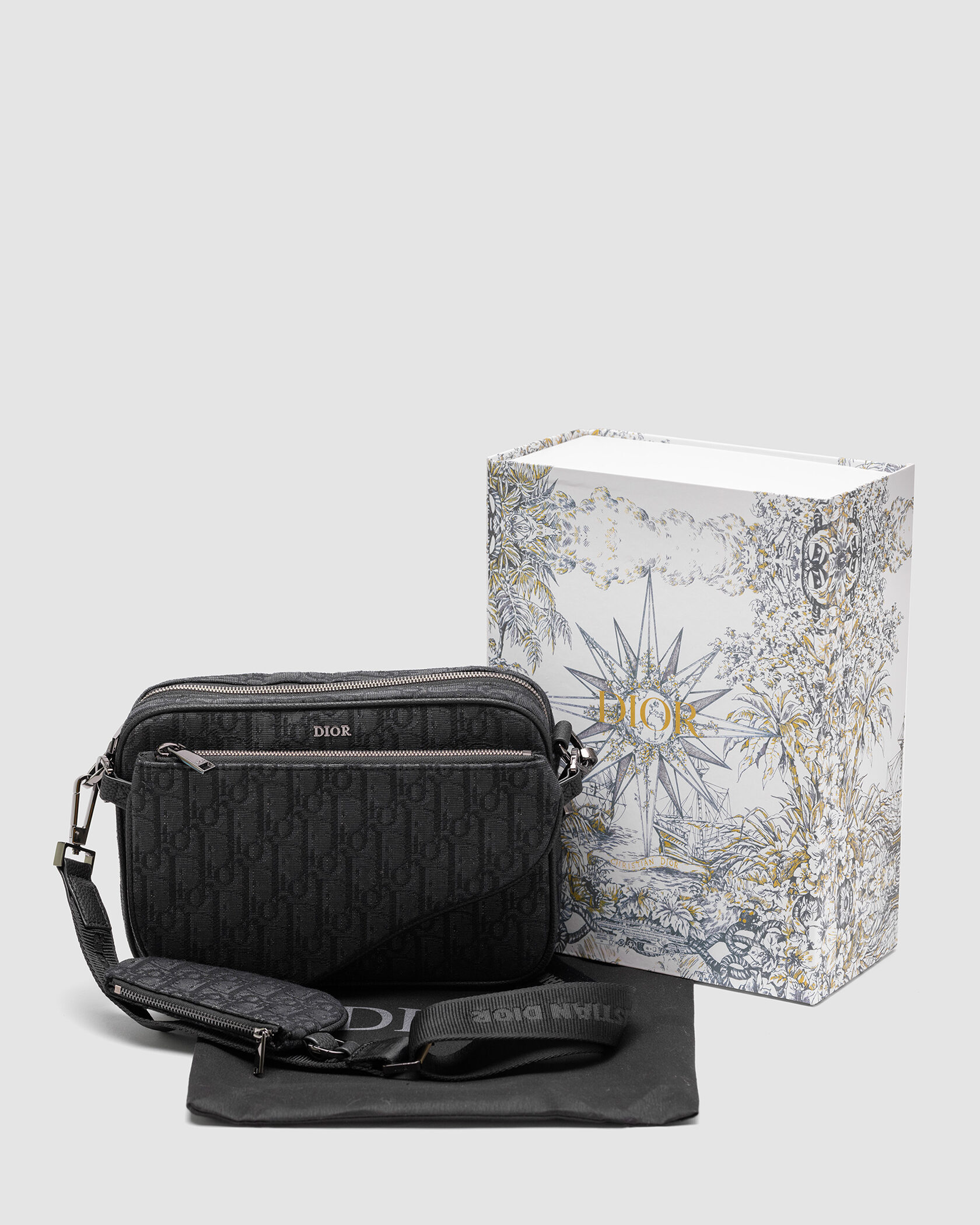 Dior Saddle Triple Pouch Black Oblique Jacquard - 2