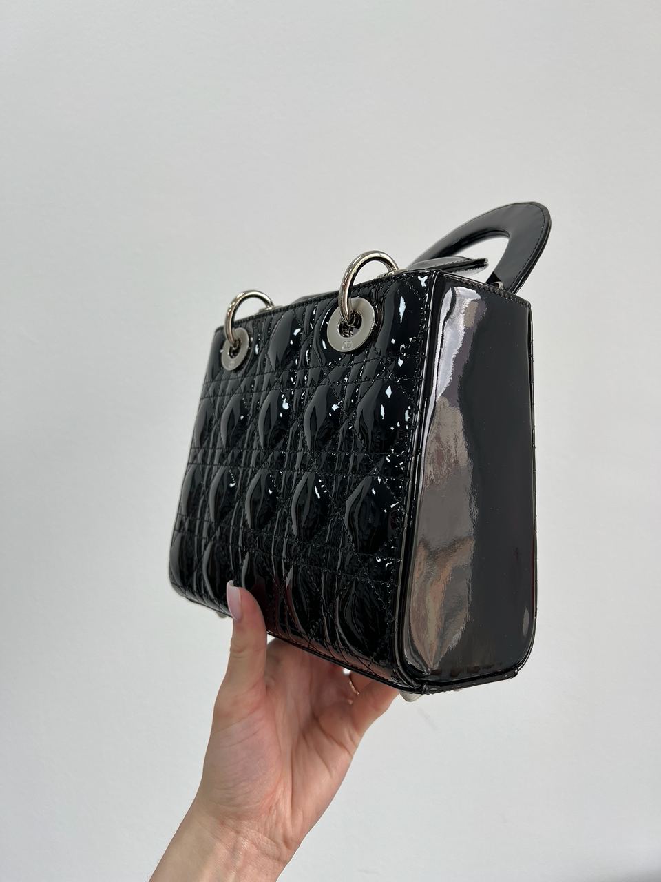 Dior Small Lady My ABCDior Bag Black Patent Cannage Calfskin - 6