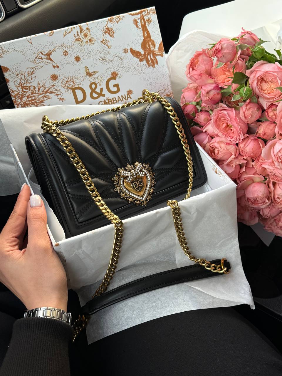 Dolce &amp; Gabbana Devotion Small Quilted Leather Shoulder Bag in Black - 3