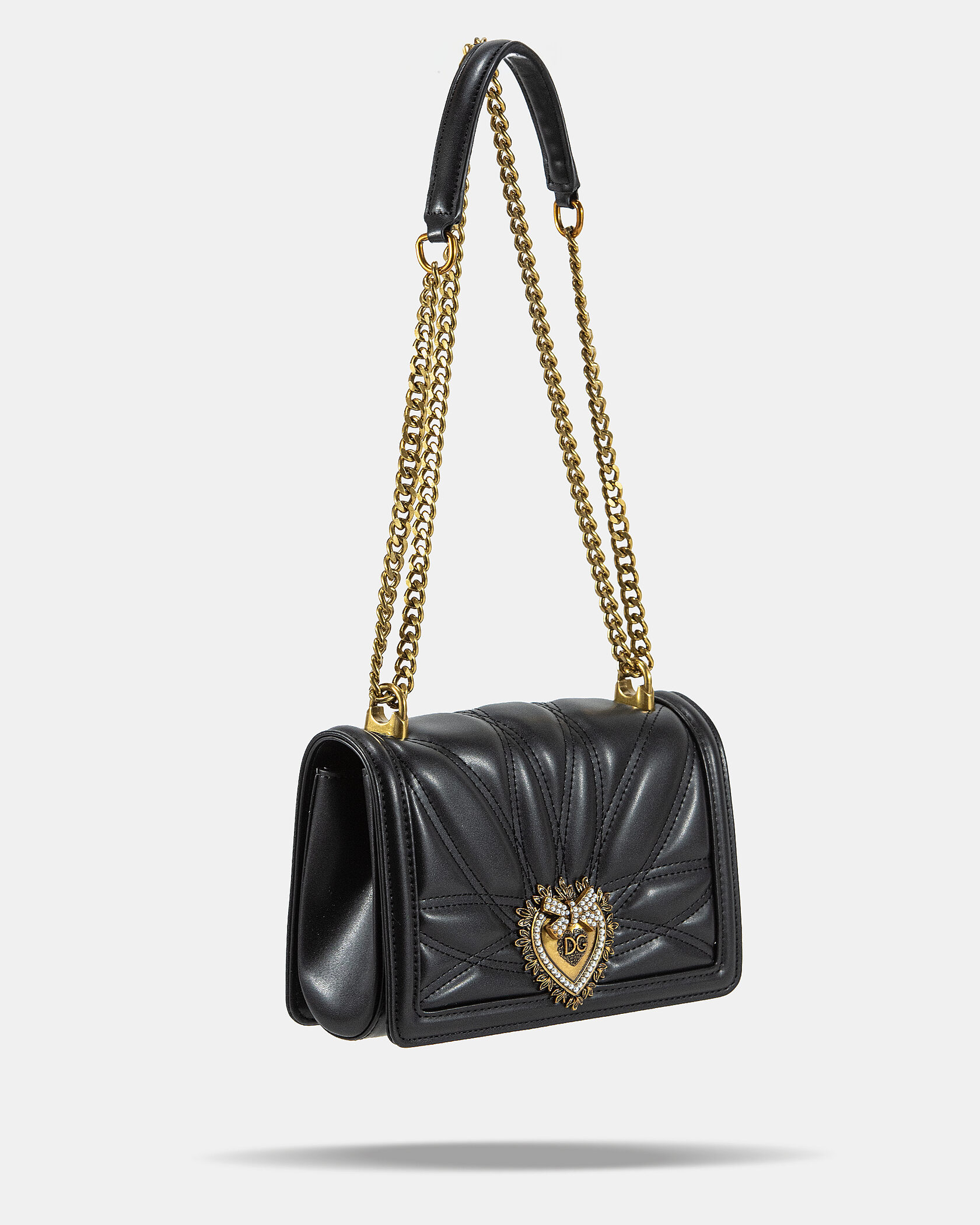Dolce&amp;Gabbana Medium Devotion Bag in Quilted Nappa Leather Black - 6