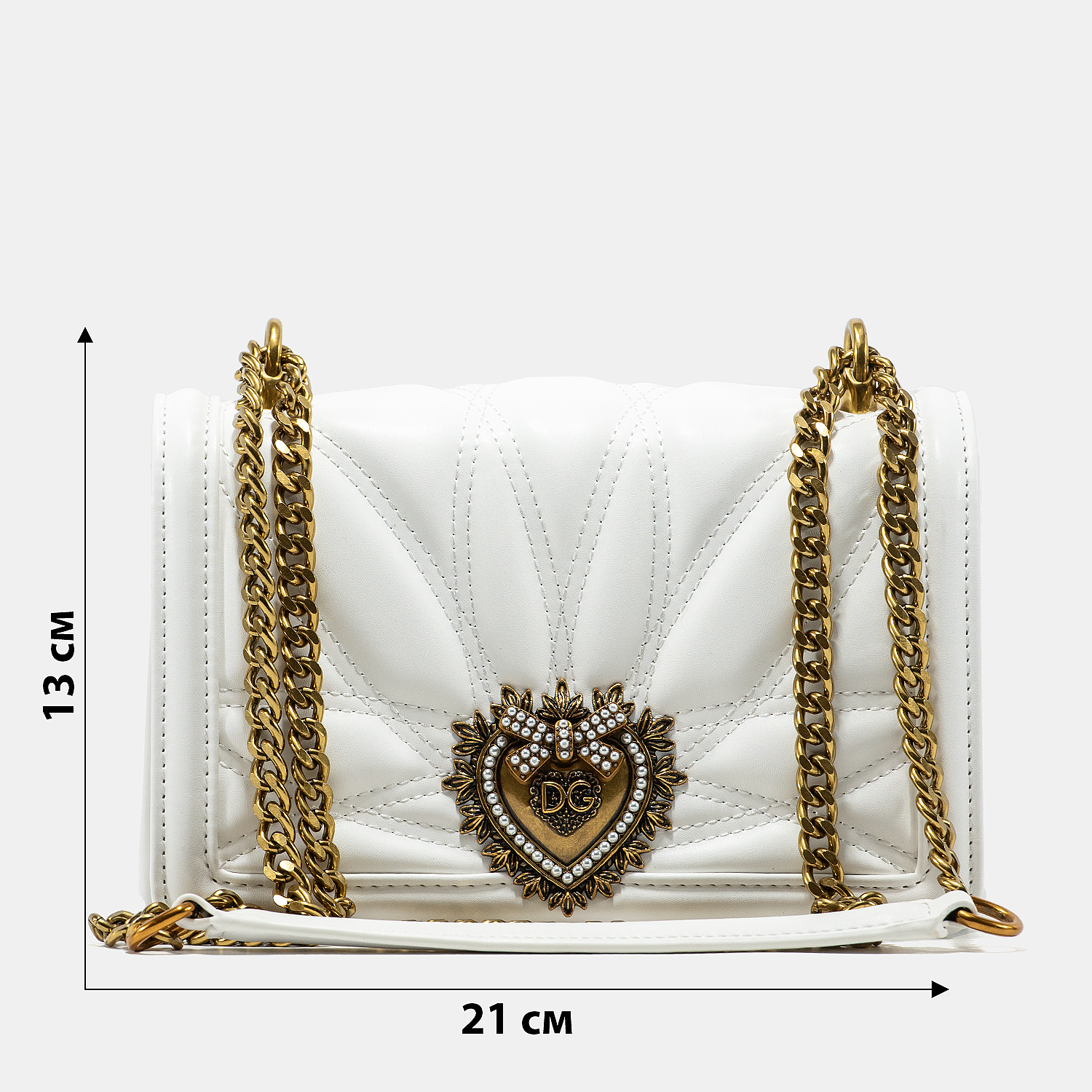 Dolce&amp;Gabbana Medium Devotion Bag in Quilted Nappa Leather White - 3
